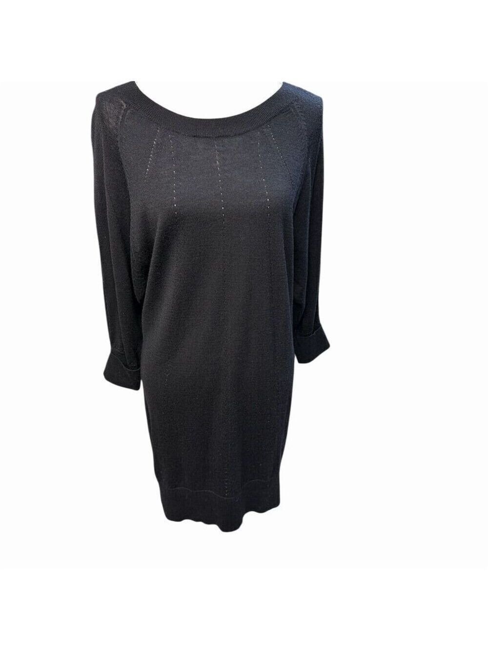Club Monaco Women's Black Merino Wool Knee Length Dress Size Small